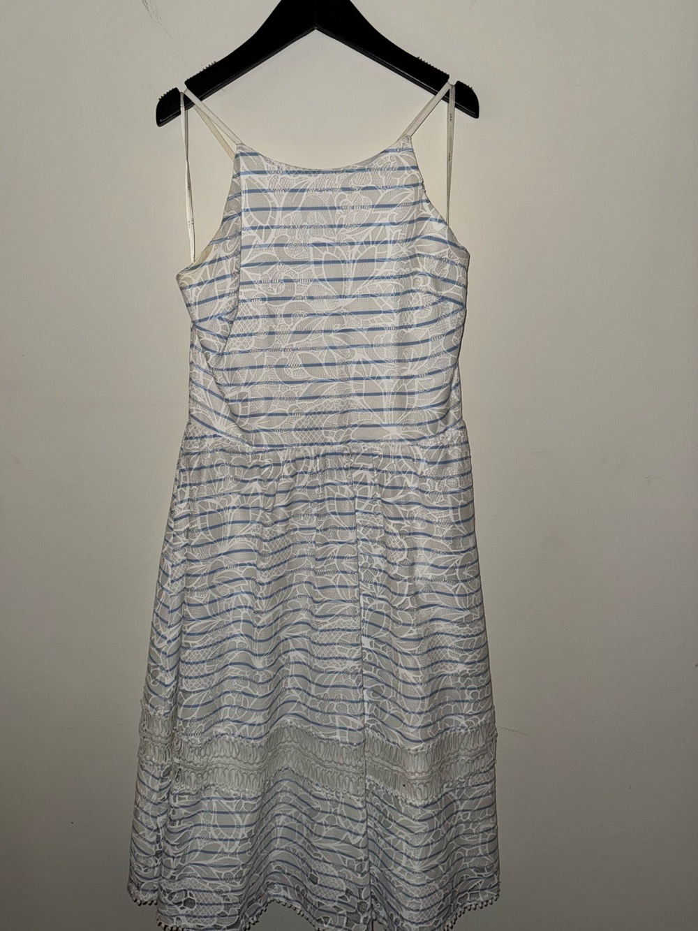 J.O.A. White and Light Blue Striped Midi Sundress